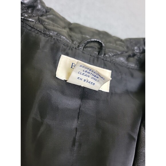 Brooks 346 Leather Jacket Womens 12 Black Two Button Pockets Soft Supple Preppy - Picture 3 of 13